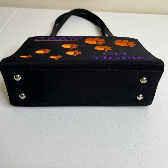 Vintage Sandol Living Fashion Clemson Go Tigers Black Orange Purple Handbag - Picture 7 of 13